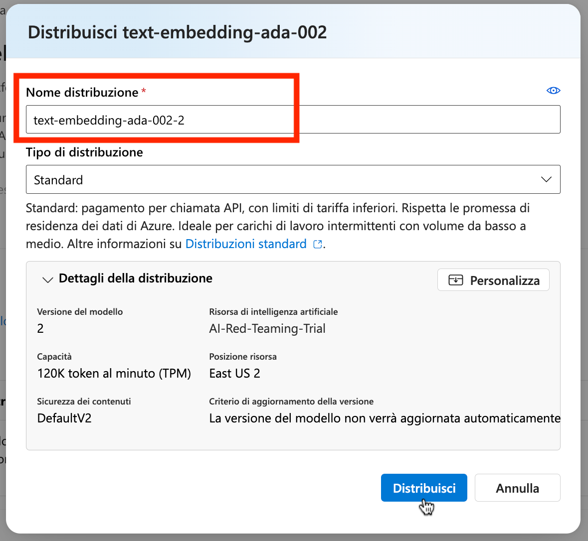 Distribuzione text-embedding-ada-002