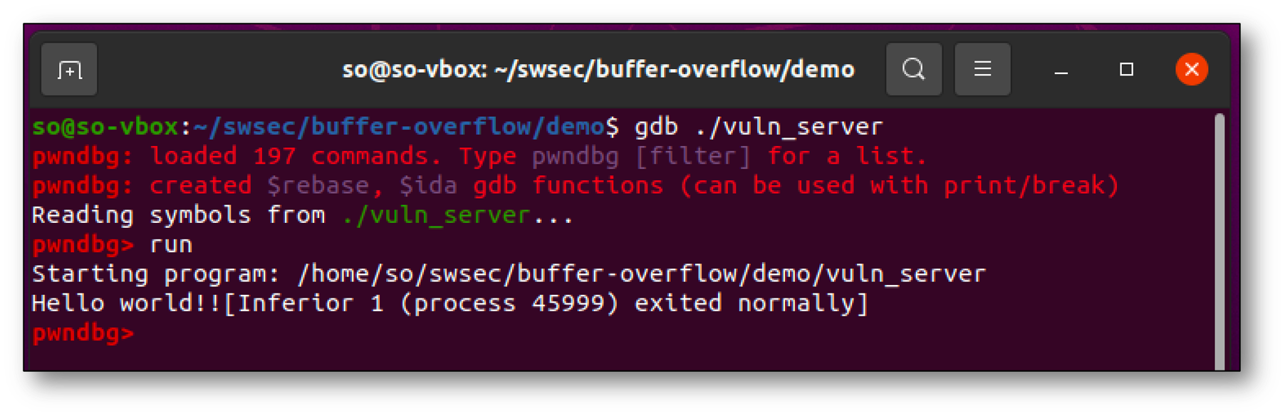 Hello world shellcode