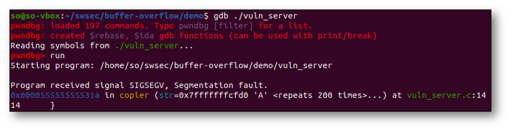 Pwndbg echo server 1