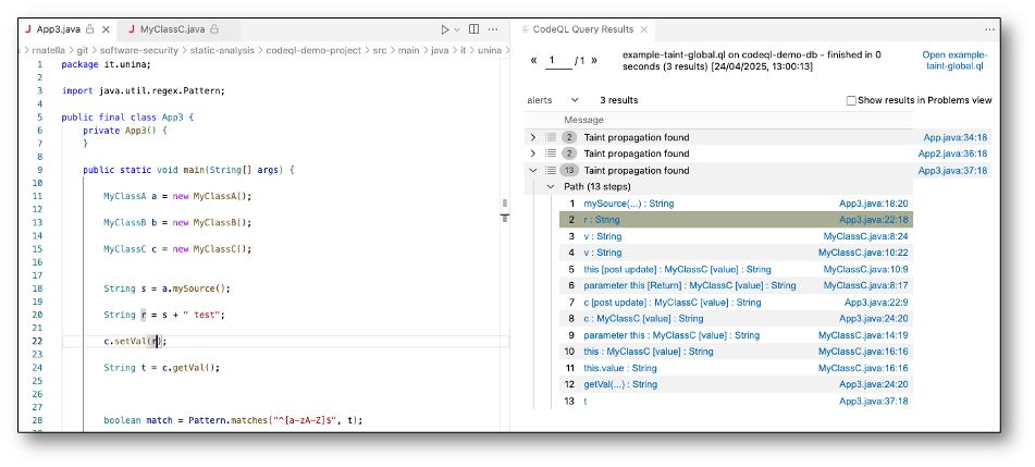 CodeQL taint global